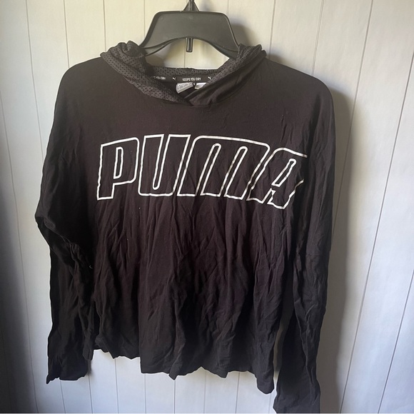 PUMA Black Athletic Hoodie Tee - Picture 1 of 4